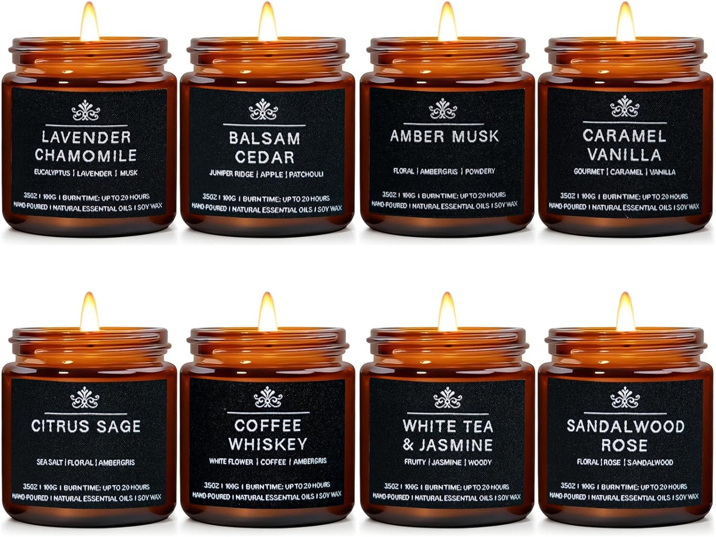 Scented Candles for Men - 8 Pack Masculine Aromatherapy Gifts