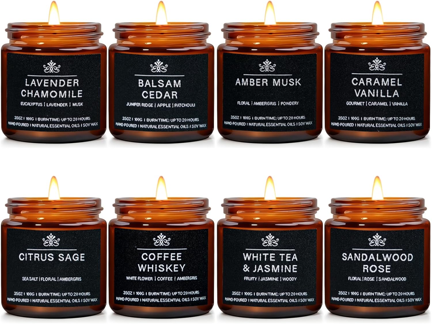 Scented Candles for Men - 8 Pack Masculine Aromatherapy Gifts