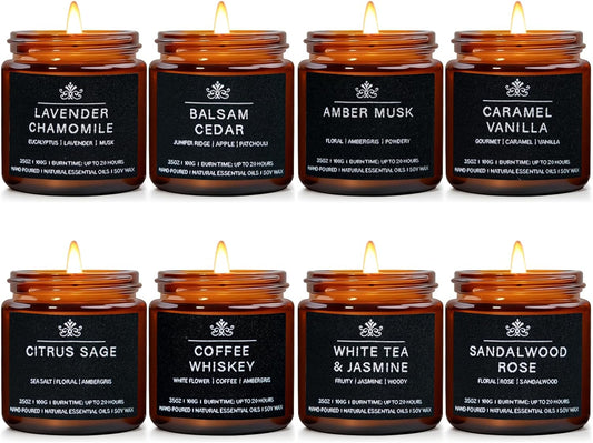 Scented Candles for Men - 8 Pack Masculine Aromatherapy Gifts