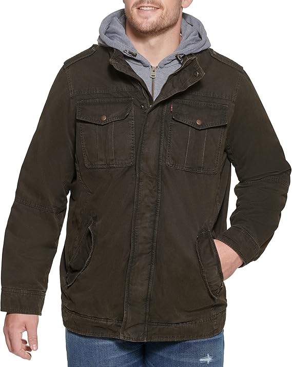 Levi's Men's Washed Cotton Hooded Military Jacket Review
