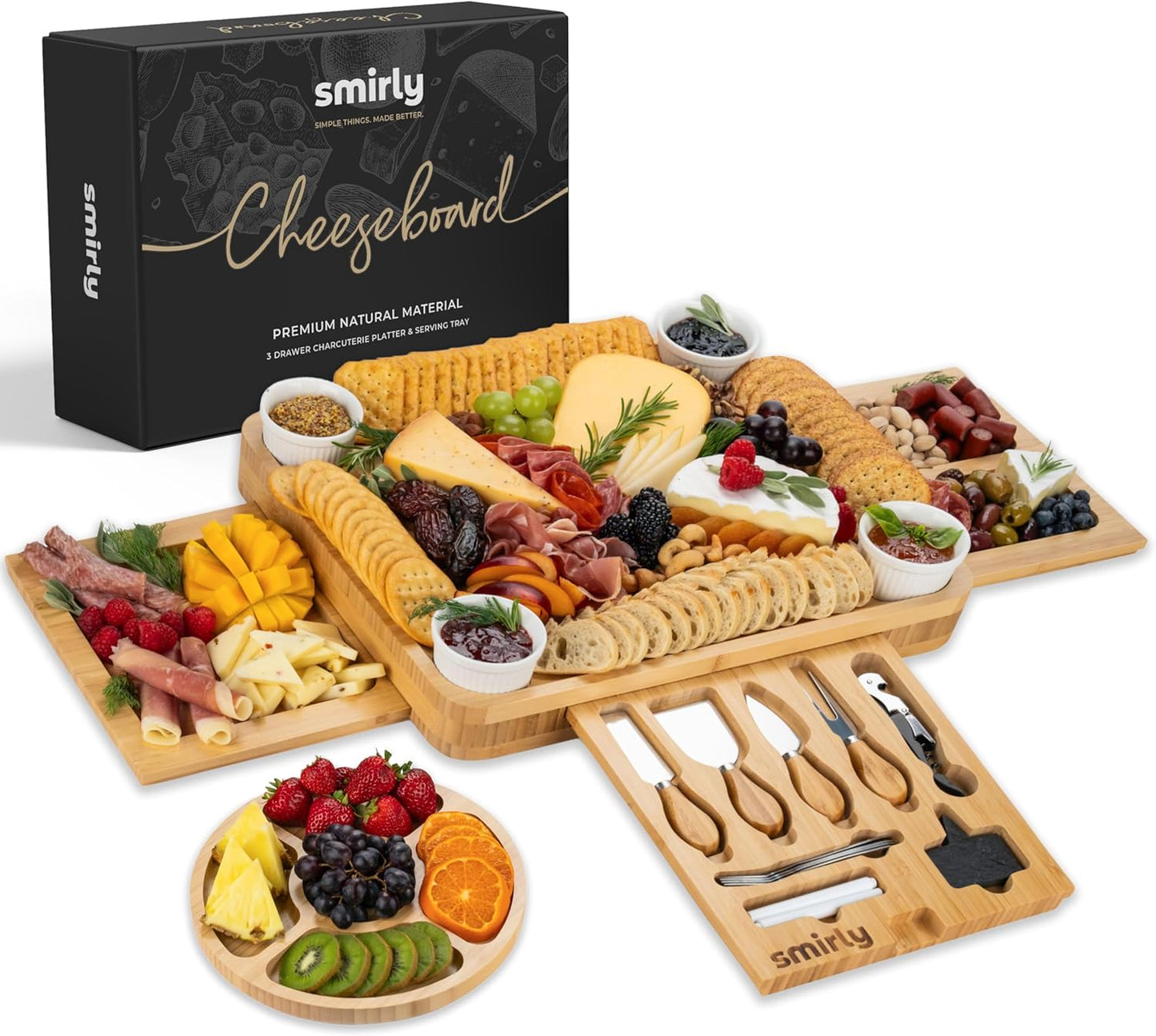 Large Bamboo Cheese Board Set for Perfect Entertaining Events