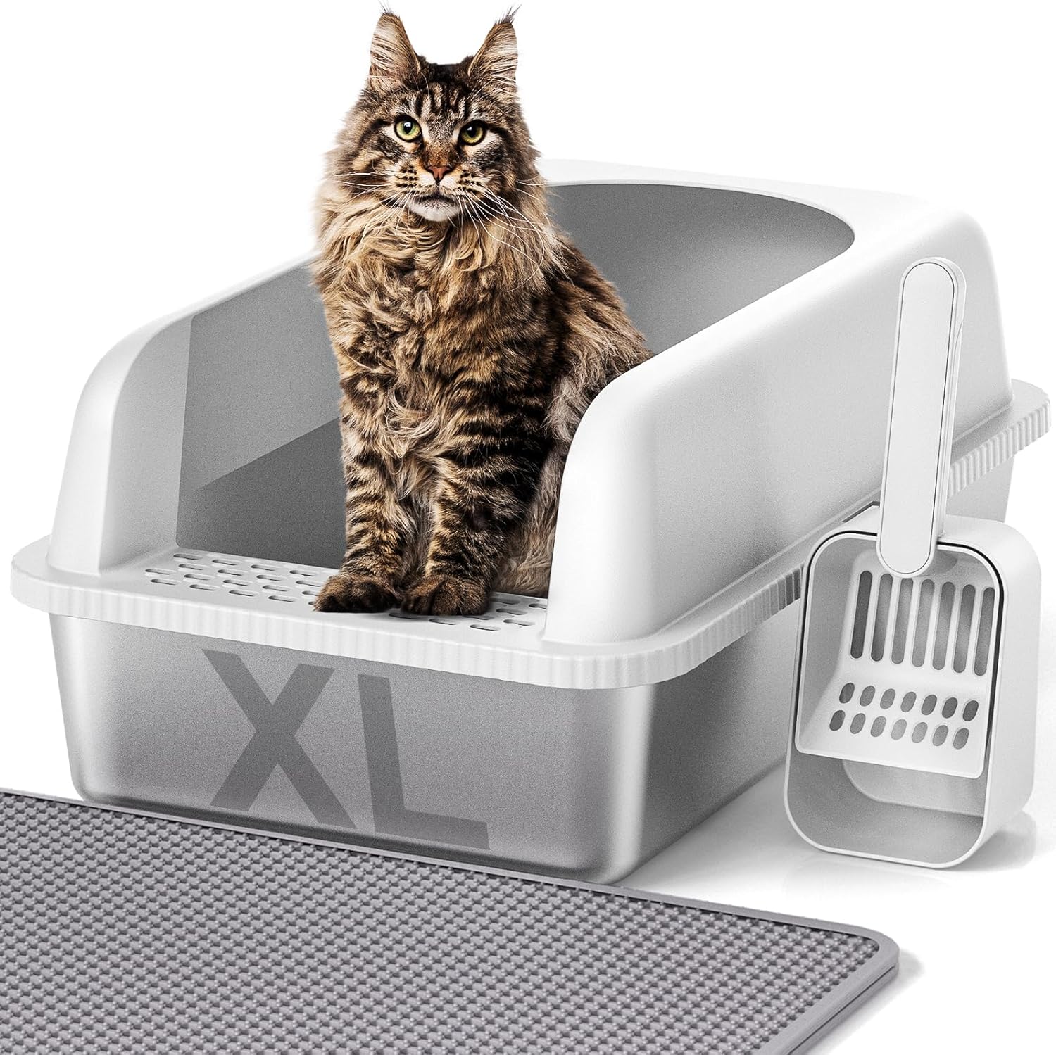Extra Large Stainless Steel Cat Litter Box for Big Cats