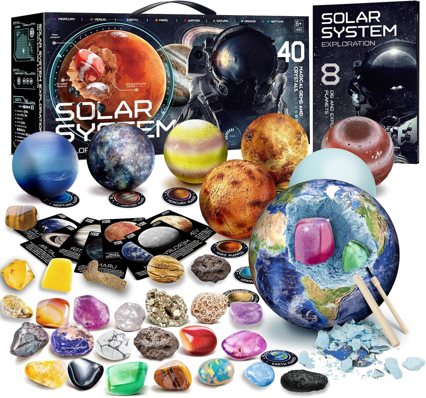 Gemstone Dig Kit - Explore 40 Real Gems & Crystals for Kids