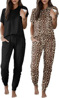 Ekouaer 2 Pack Pajama Sets for Womens Jogger Pants Pjs - Soft Lounge