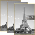 24x36 Poster Frame Gold 3 Pack - Scratch-Proof Slide-In Frames
