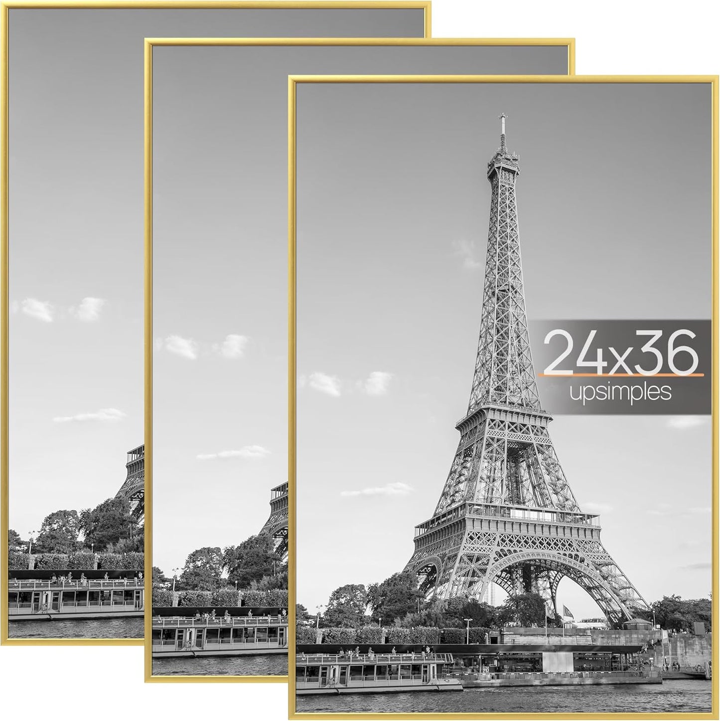 Upsimples 24x36 Poster Frame Gold 3 Pack for Photo Gallery