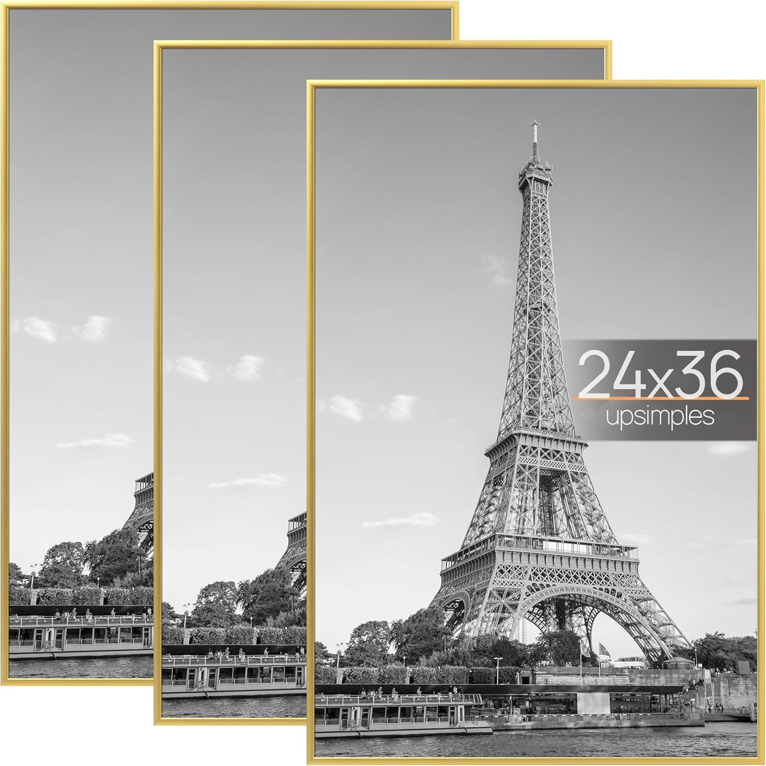 Upsimples 24x36 Poster Frame Gold 3 Pack for Photo Gallery