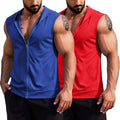 Men's Workout Hooded Tank Top Zip Up Sleeveless - Summer Gym Staple