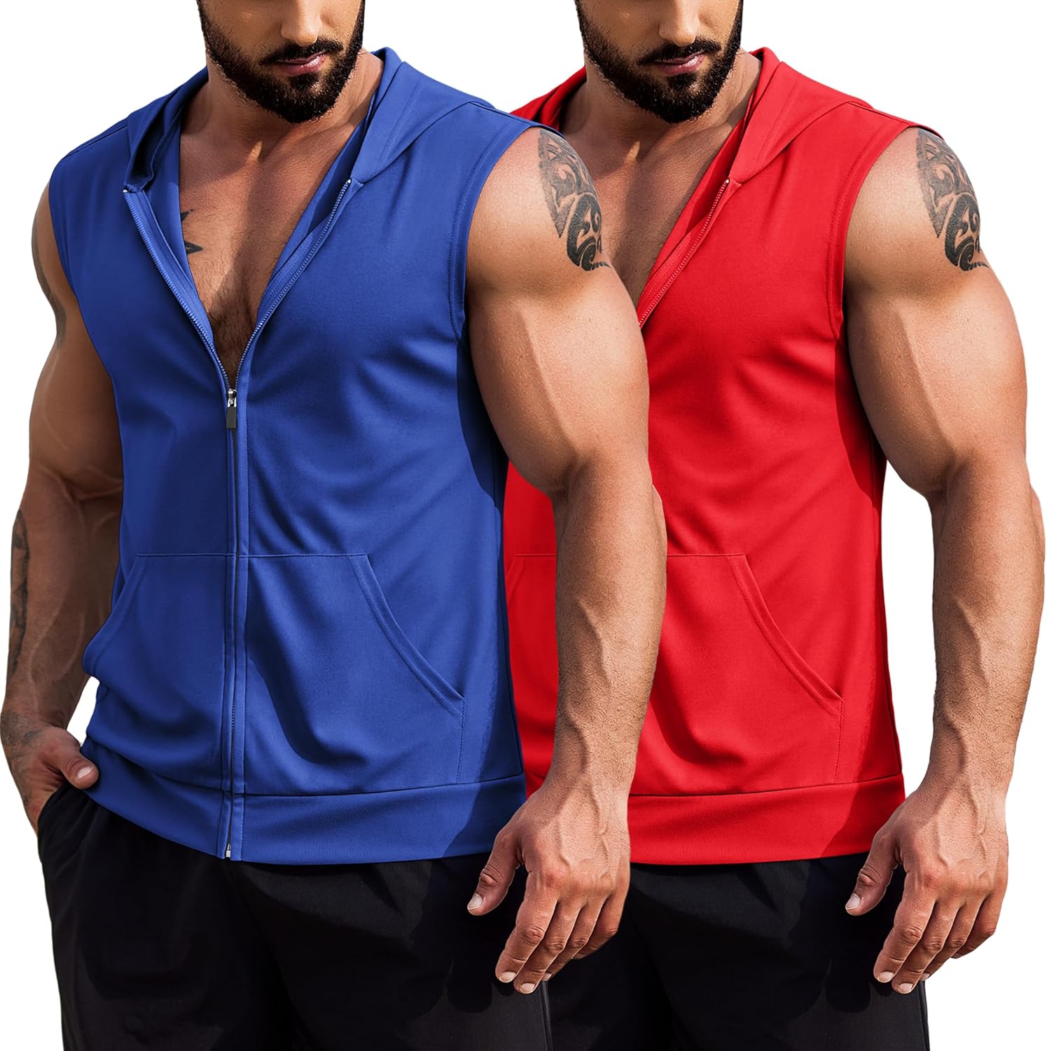 COOFANDY Men's Workout Hooded Tank Tops for Summer Fitness