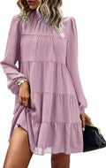 Long Sleeve Baby Doll Dress for Women 2025 - Flowy Tiered Mini