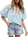 PRETTYGARDEN Women's Summer Tops V Neck Lace Blouse - Breezy Fit