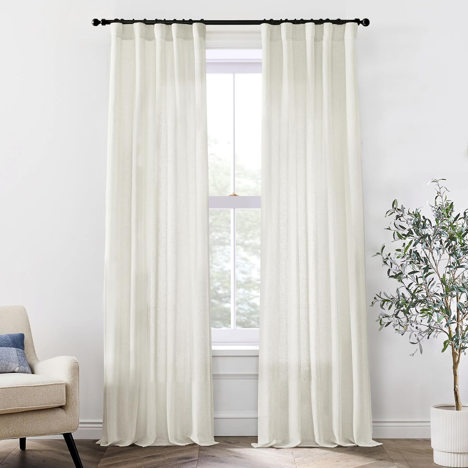 XTMYI 86 Inch Linen Curtains Set for Modern Living Spaces