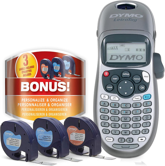 DYMO Label Maker - 100H LetraTag Handheld with 3 Tapes