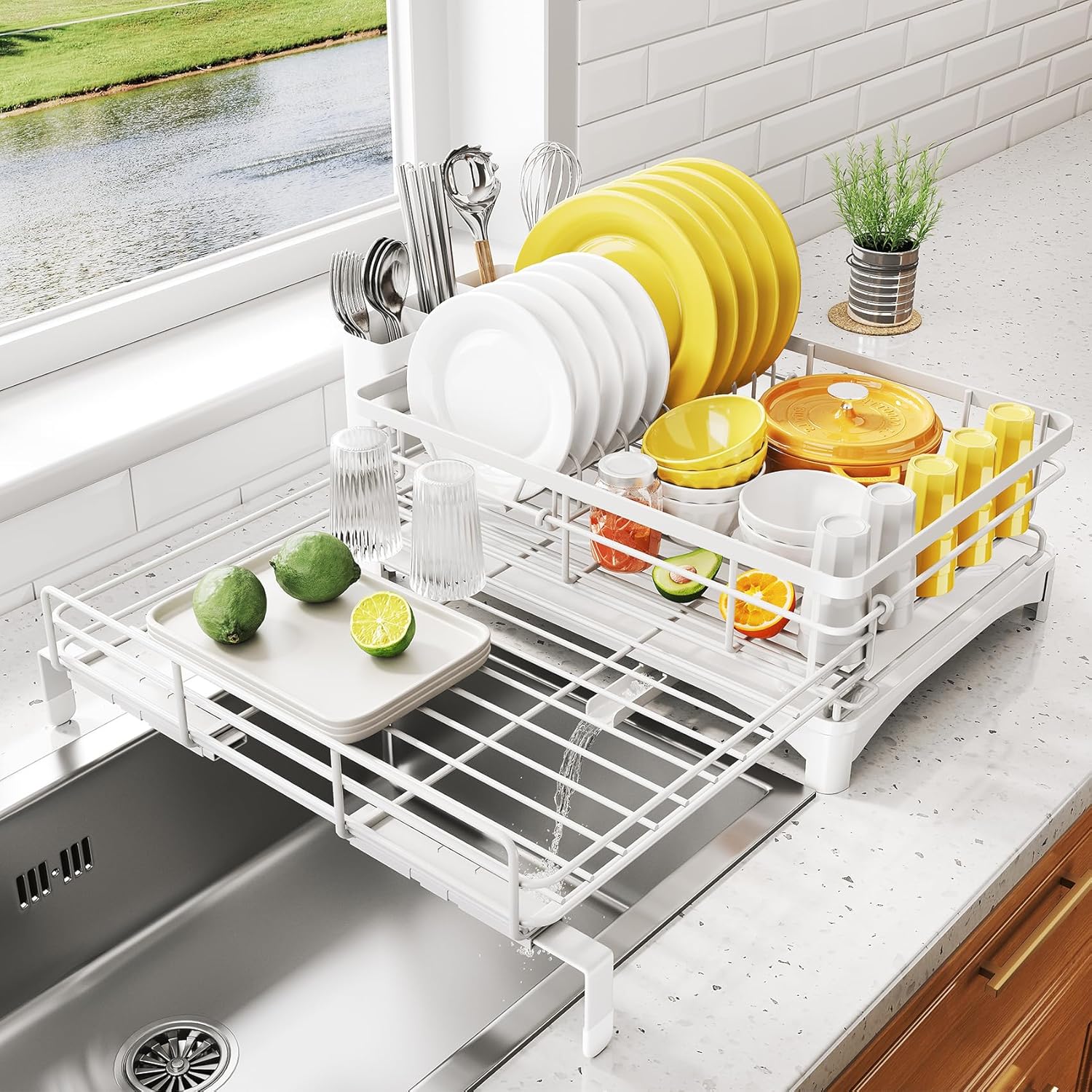 Dish Drying Rack - Large Extendable Stainless Steel Drainer
