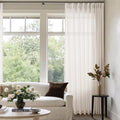 Pinch Pleated 72 in Wide 90 in Long Cream Ivory Sheer Linen Curtain