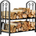 Firewood Log Rack 5-Piece Storage Holder with Tools Set - Compact