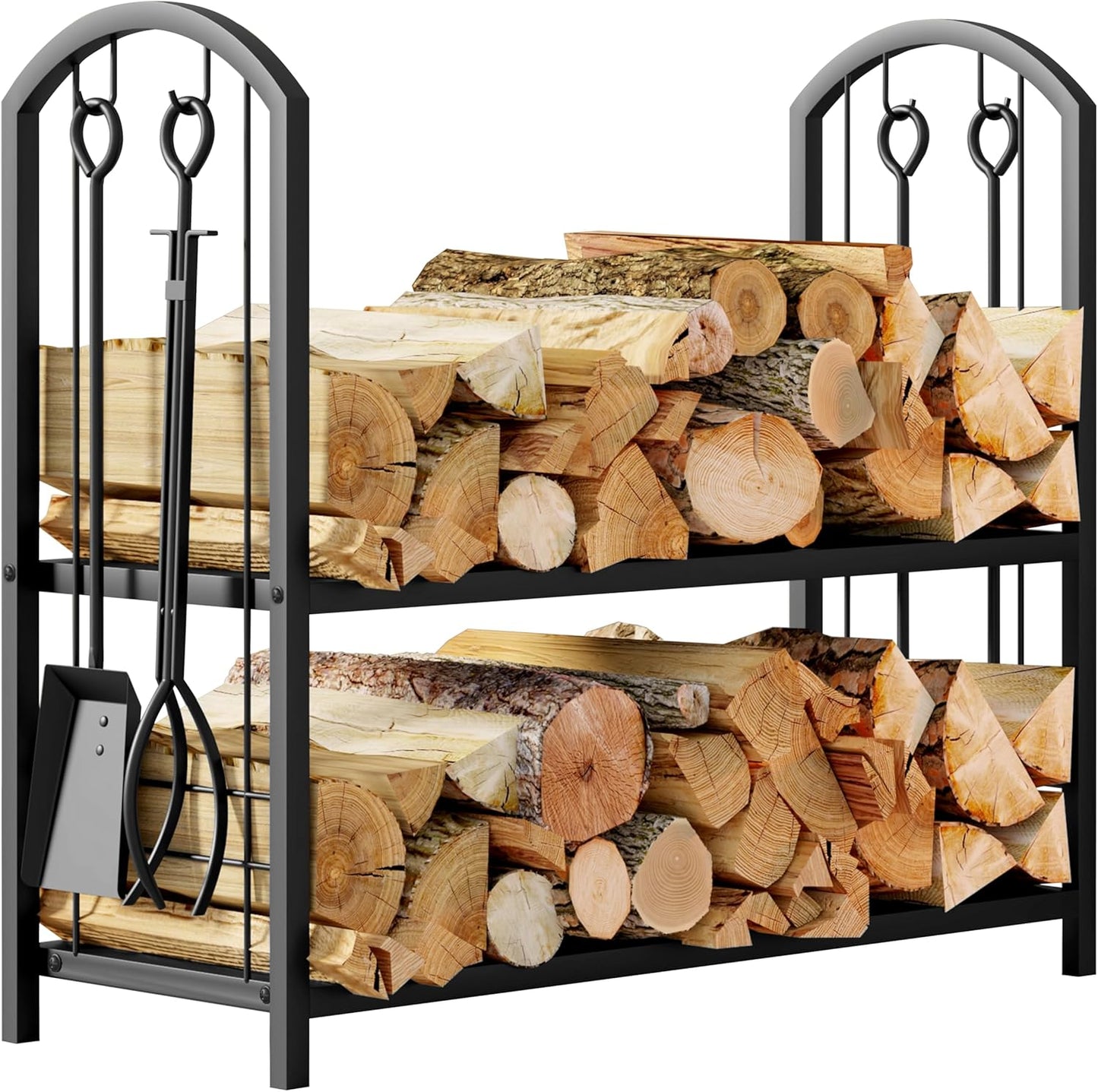 Fire Beauty Fireplace Firewood Log Rack with 4 Tools Set