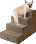 Dog Stairs for Bed 18 in 4-Step Pet Steps for Small Dogs Camel