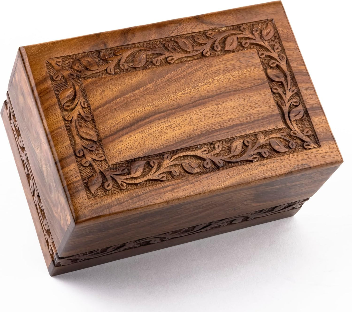 INTAJ Borders Wooden Urns for Human Ashes - Quality Cremation Box