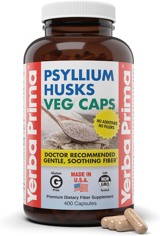Yerba Prima Psyllium Husk Capsules for Gut Health & Regularity