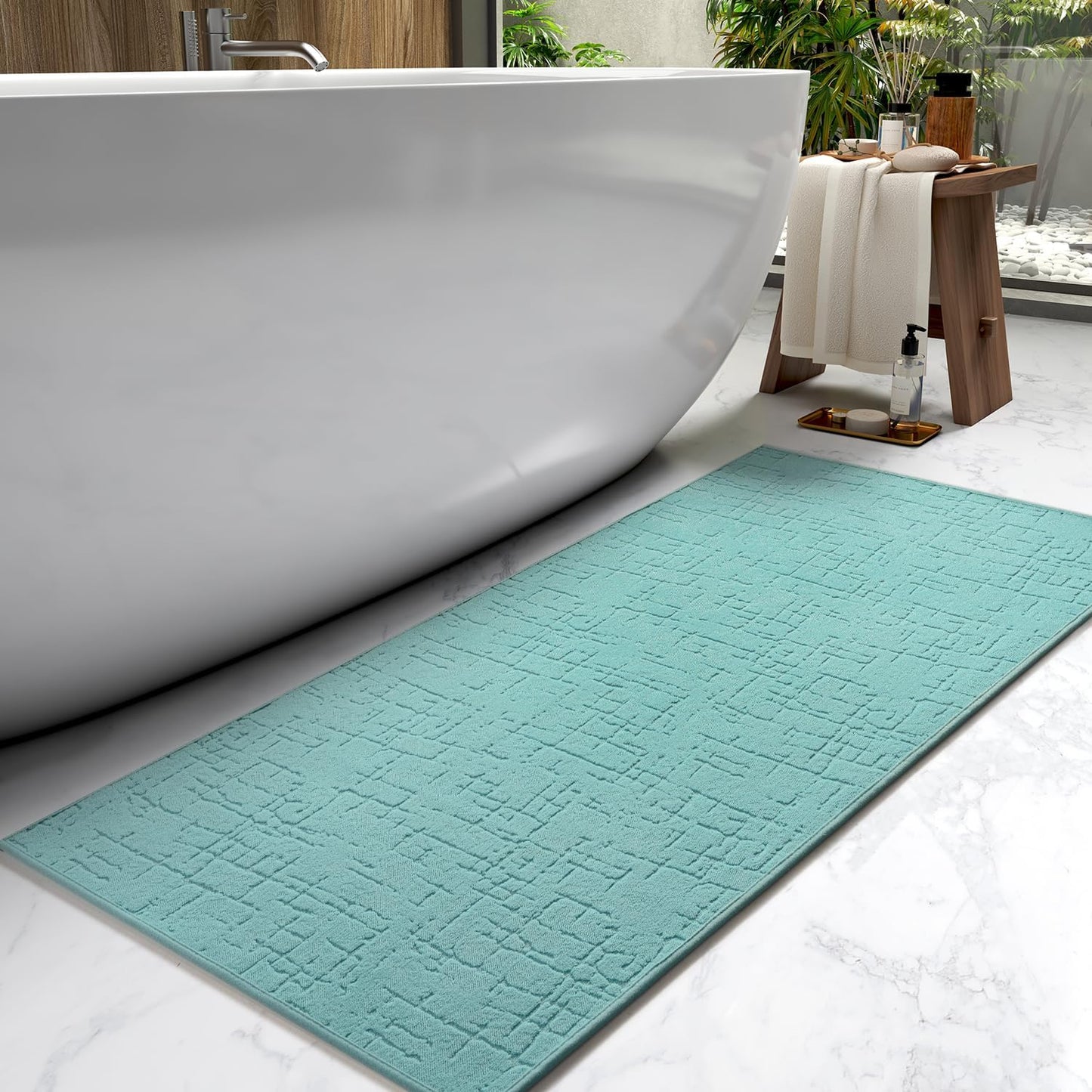 Absorbent Quick Dry Bath Mat for Bathroom with Rubber Backing