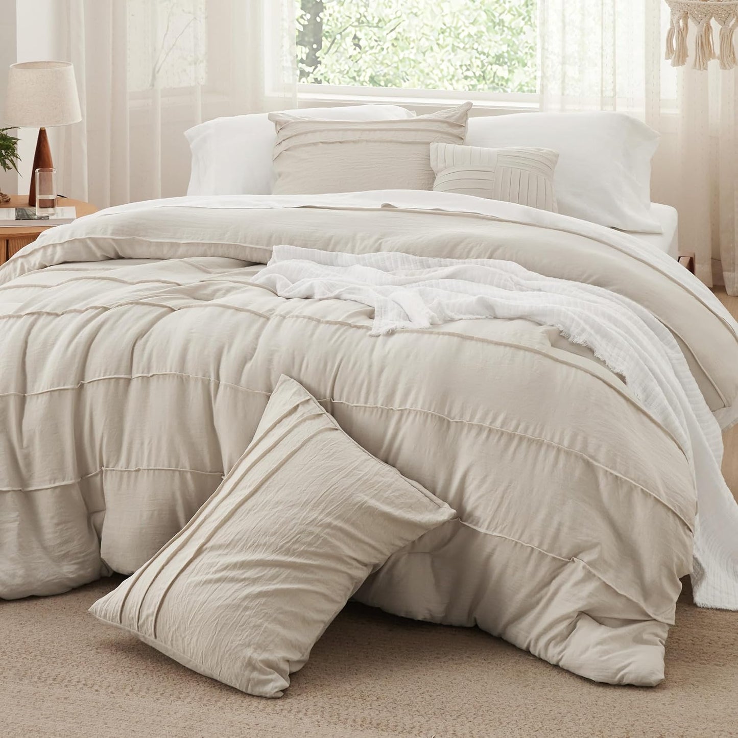 Bedsure Full Comforter Set - Elegant Pinch Pleat Bedding Set