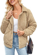 Women's Corduroy Bomber Jacket Quilted Zip Up - Warm Fall Layer