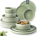Stoneware Dinnerware Set for 8 - Reactive Glaze, Scratch Resistant