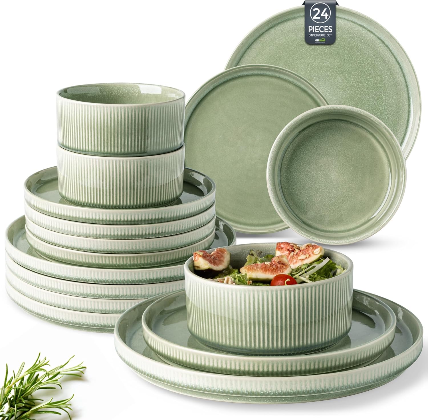 GBHOME Stoneware Dinnerware Set for 8, Unique Reactive Glaze
