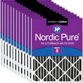 Nordic Pure 16x20x2 MERV 8 Pleated Plus Carbon 12 Pack - Odor Control