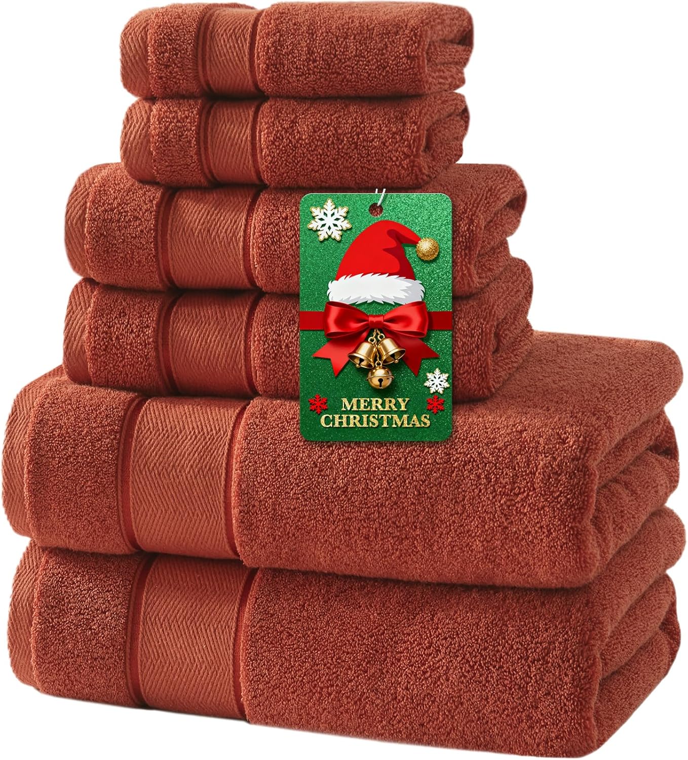Marvione Bath Towels Set 6 Piece, Soft & Absorbent Turkish Cotton