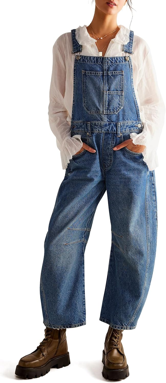 Stylish Qazel Vorrlon Denim Overalls for Women - Barrel Leg Design