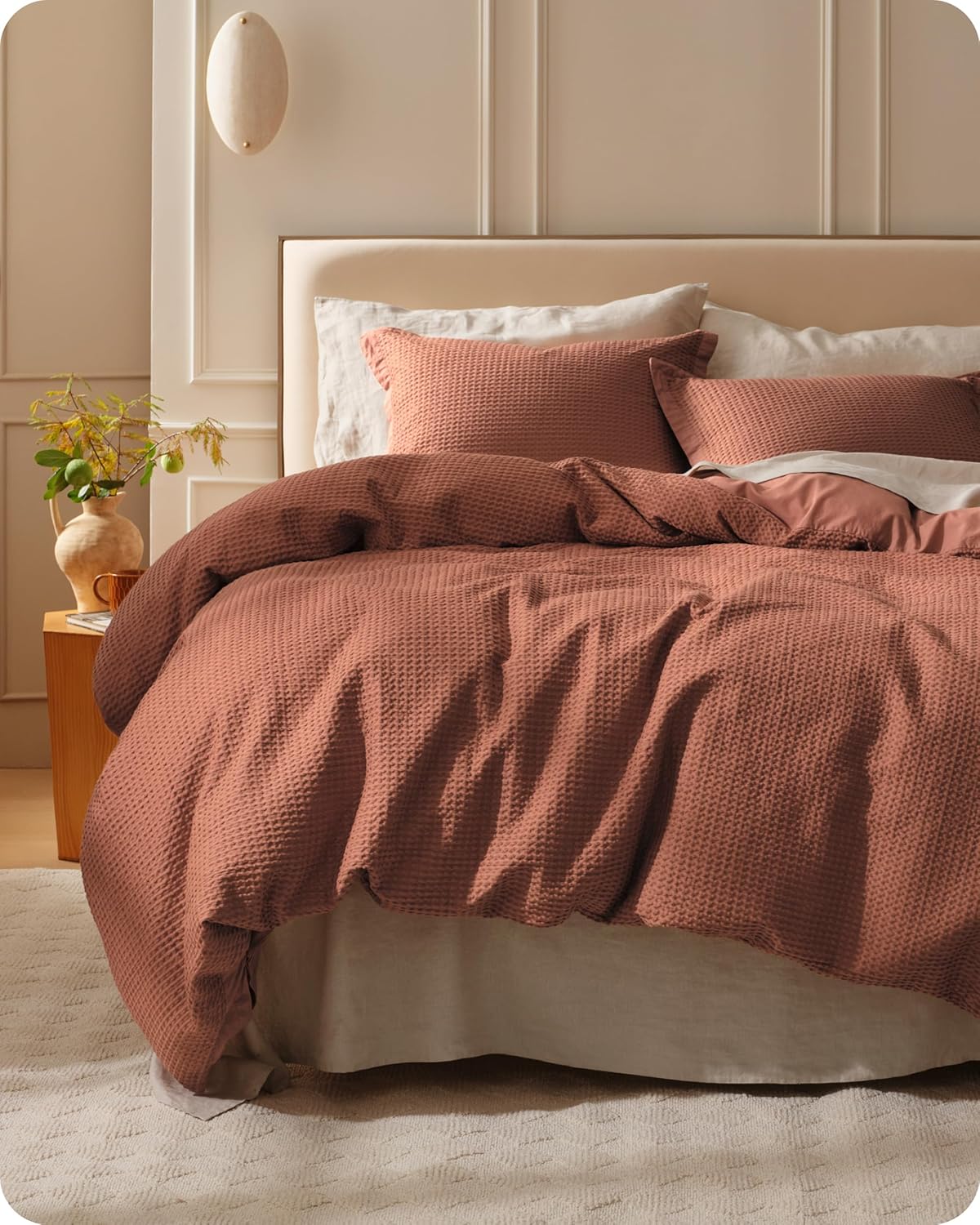 Bedsure Cotton Duvet Cover King - Soft Waffle Weave Comfort