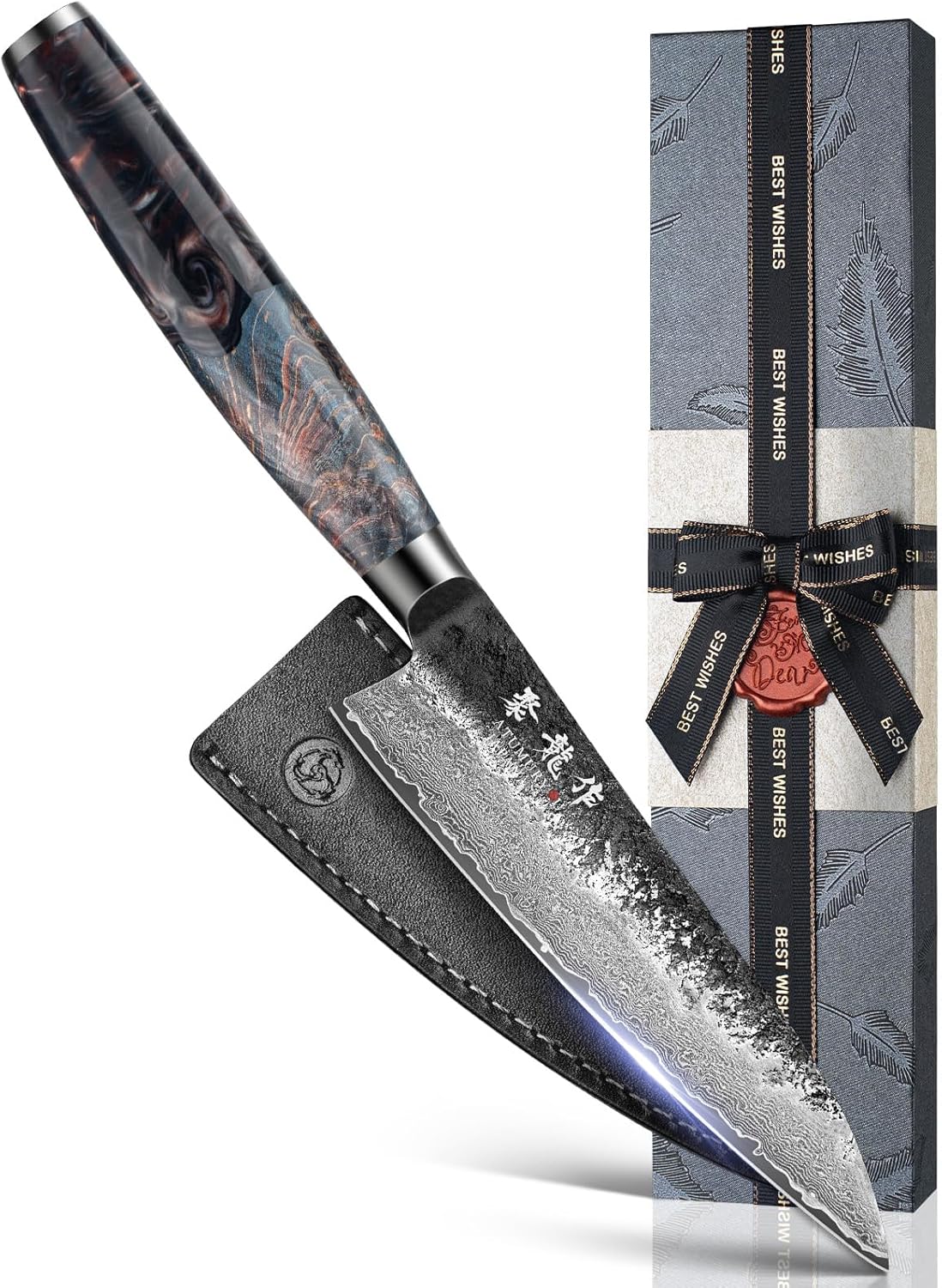 5.5in Japanese Utility Knife with VG10 Core and Damascus Steel