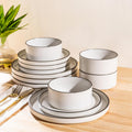 Ceramic Dinnerware Set for 4 - Durable Stoneware Plates & Bowls