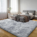 Thick Area Rug Light Grey 6x9 Fluffy Shag for Cozy Spaces