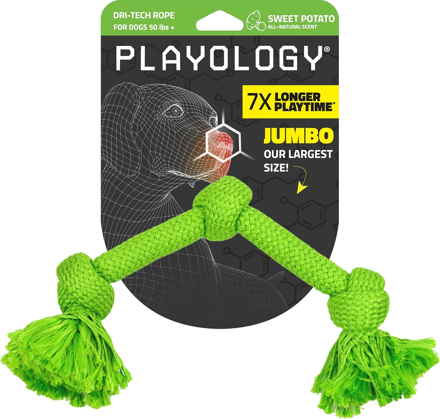 Dri Tech Rope Toy | Sweet Potato Scent | Tough Chewers | Large Dogs