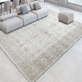 7x9 Area Rugs for Living Room - Thin Washable Non-Slip Cream