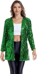 Women's Sequin Jacket Long Sleeve Open Front Blazer - Sparkle lining