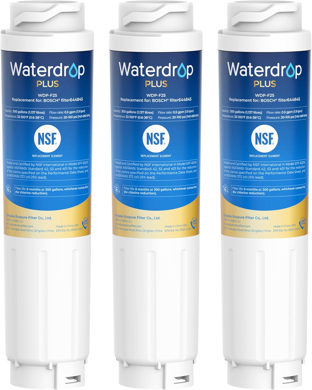 Waterdrop Plus NSF Certified Refrigerator Water Filter for Bosch