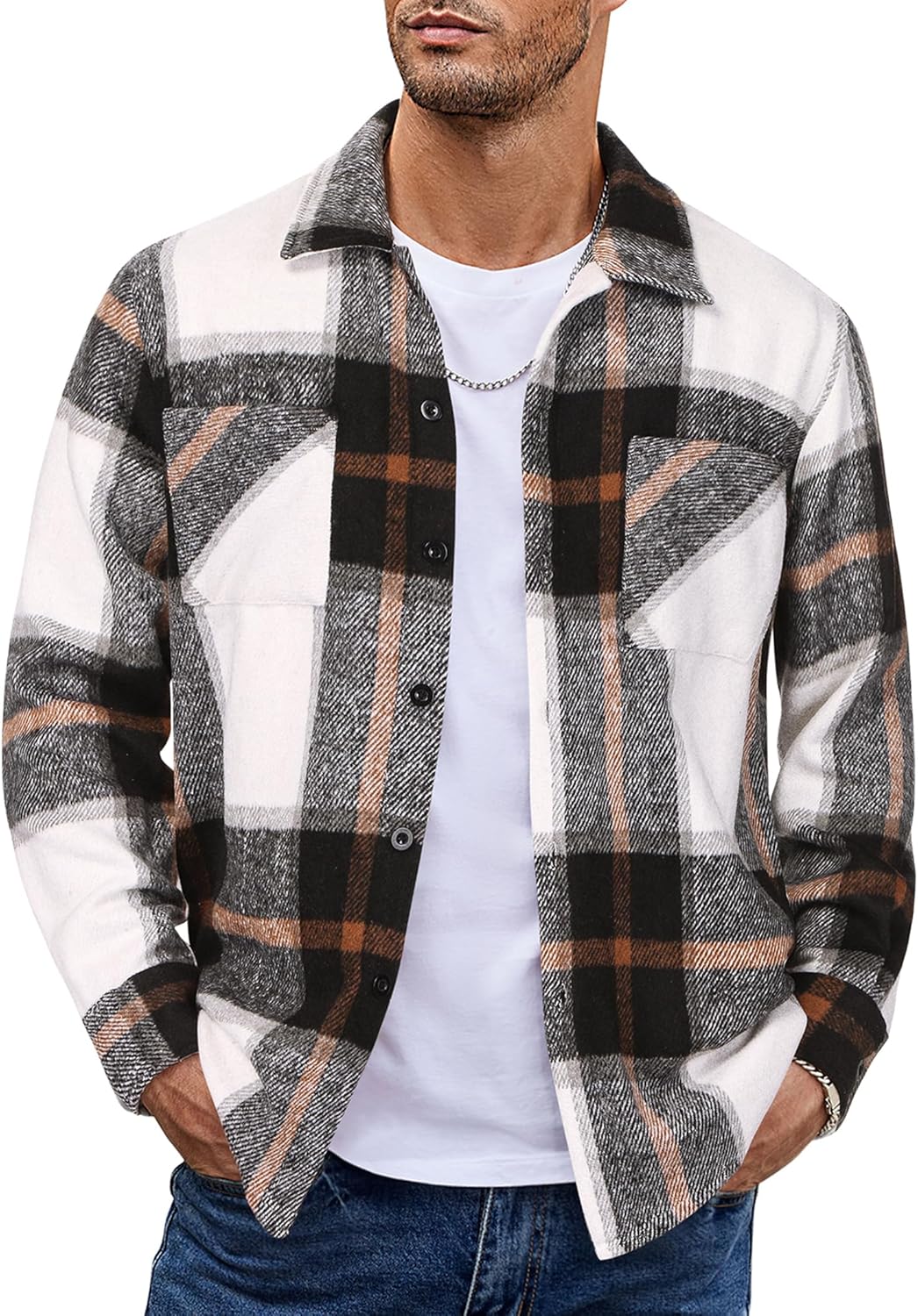COOFANDY Men's Flannel Shirt Jacket for Stylish Comfort