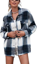 UANEO Womens Plaid Shacket Button Down Wool Blend - Cozy Fall Layer