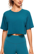 CRZ YOGA Women's Pima Cotton Workout Crop Tops - Soft Crop Tee