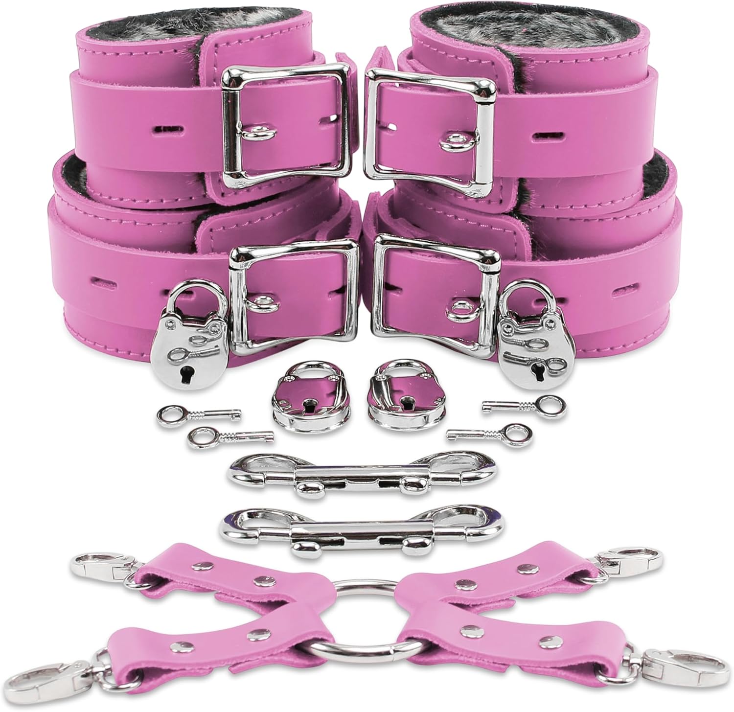 VP Leather Lockable Wrist & Ankle Cuffs Set for Couples