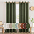 Olive Green Linen Curtains 90 in 2 Panels - Semi Sheer Privacy