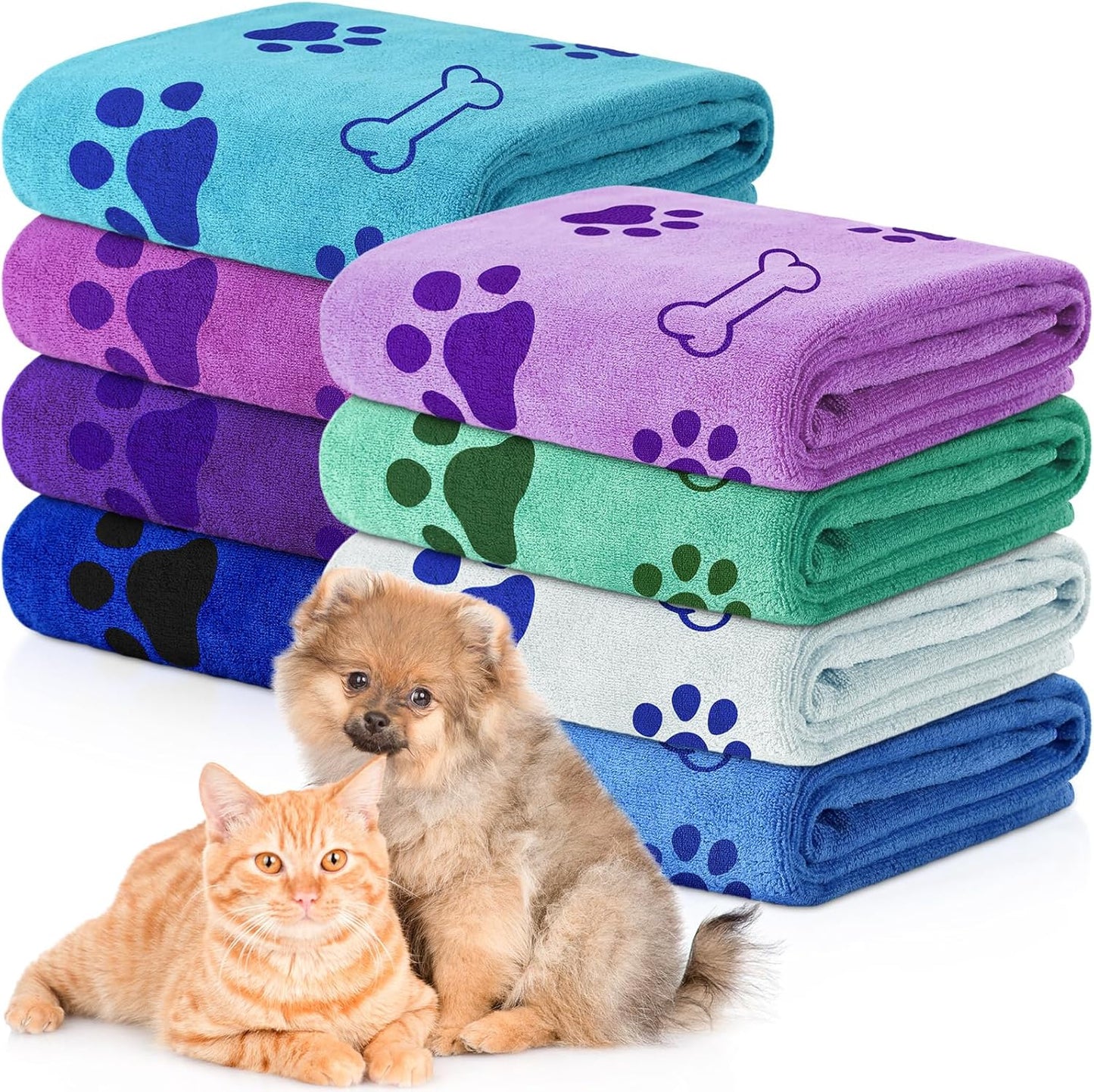 Chumia Dog Towels for Quick Drying Pets - 8 Pcs Microfiber Set