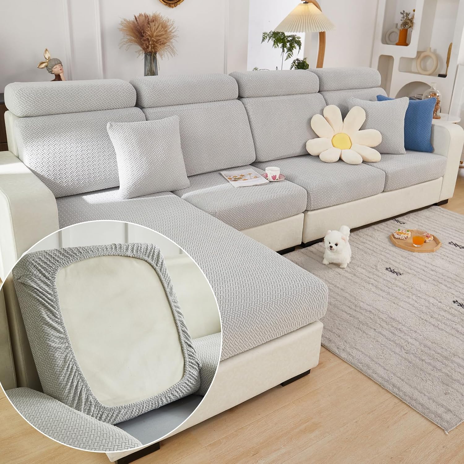 Couch Cushion Covers for Sofa - Stretchy & Wear-Resistant Design