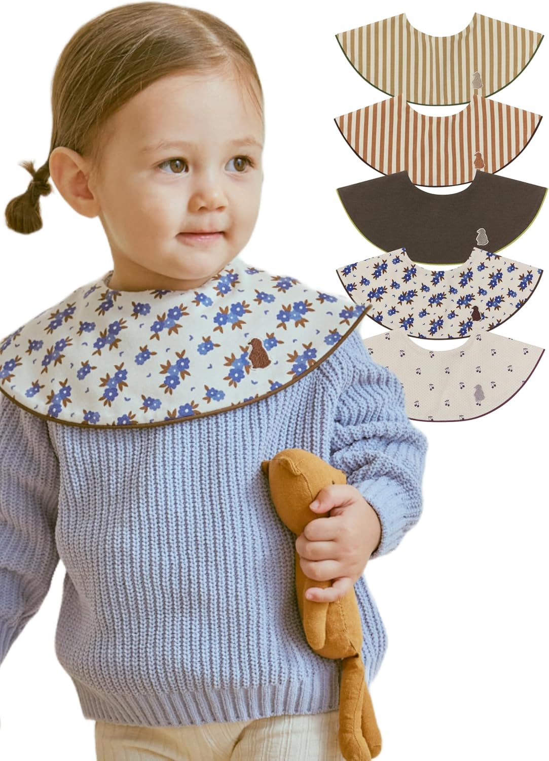 Konny Baby Bibs 5-Pack: Soft, Absorbent, Stylish Essentials