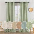 Sage Green Linen Curtains 102 in Length 2 Panels - Soft Semi Sheer