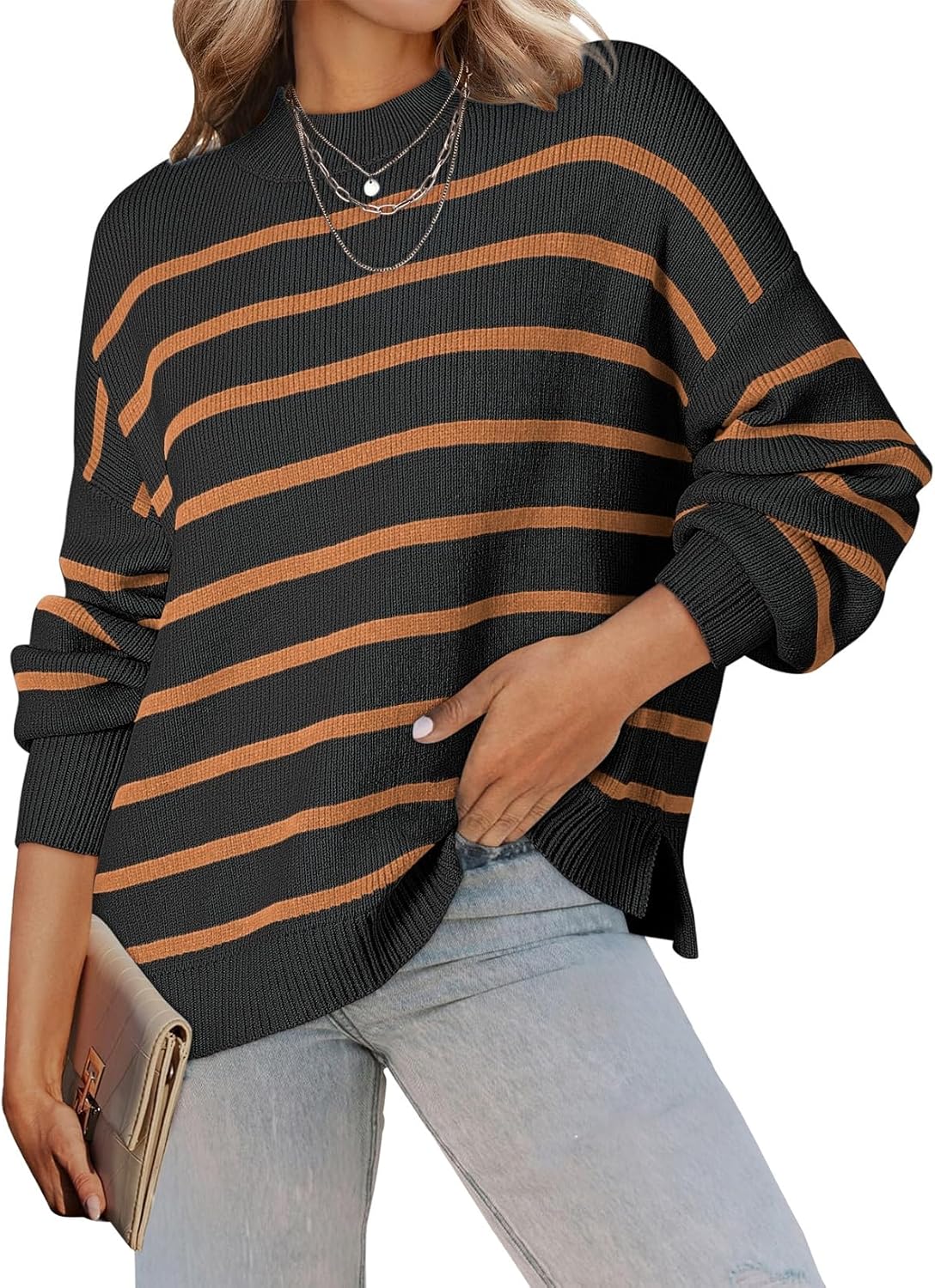 Dokotoo Womens Sweater 2025 Fall Winter Striped Casual Style